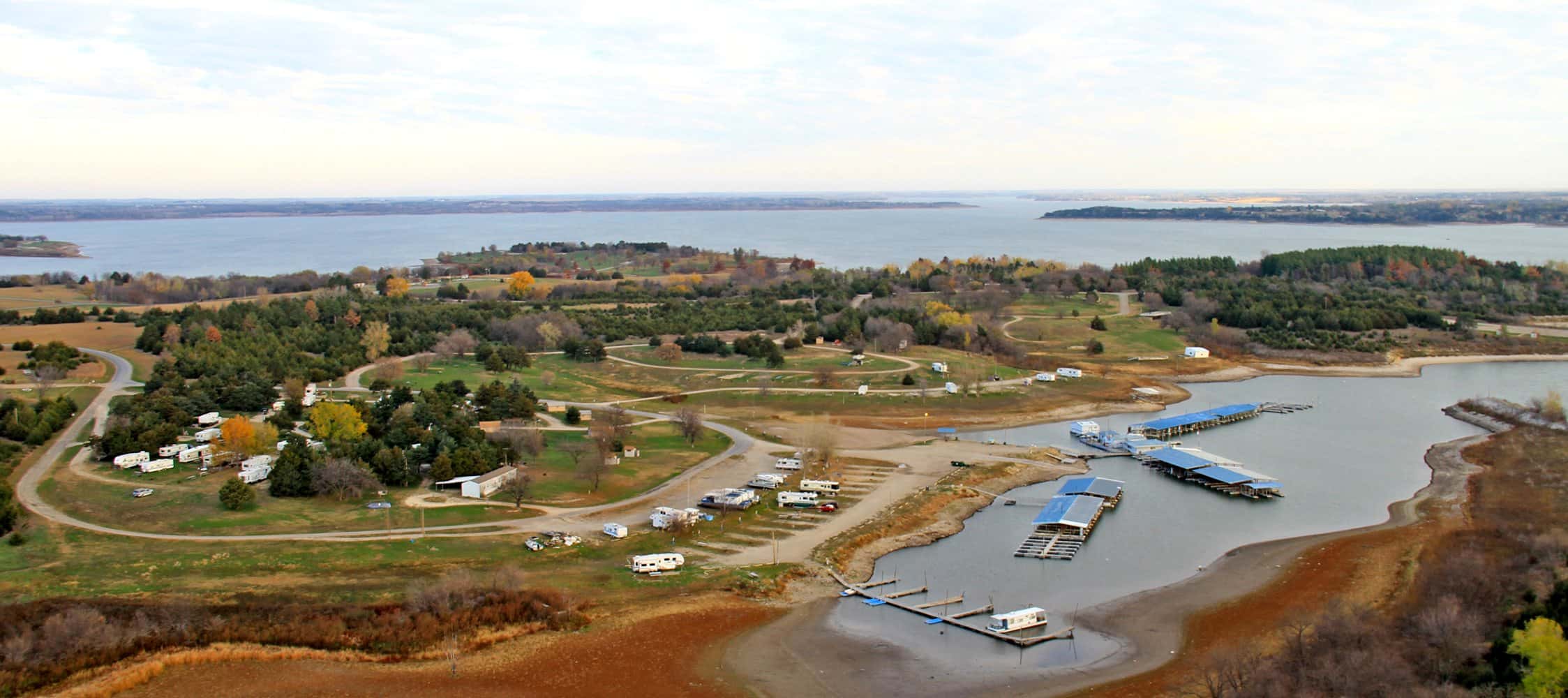 Aerial of sites and docks