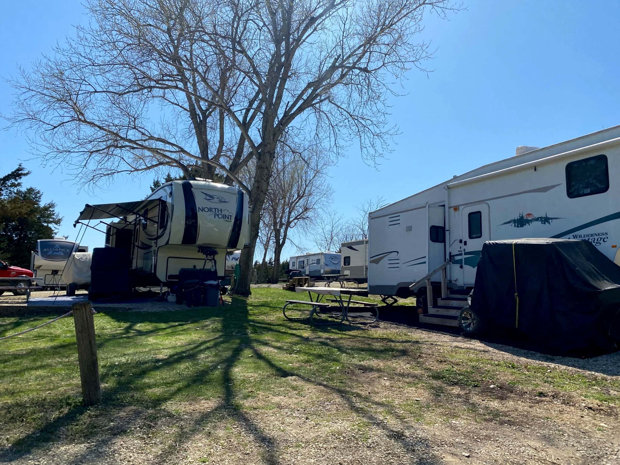 Shaded RV sites in the Hilltop loops